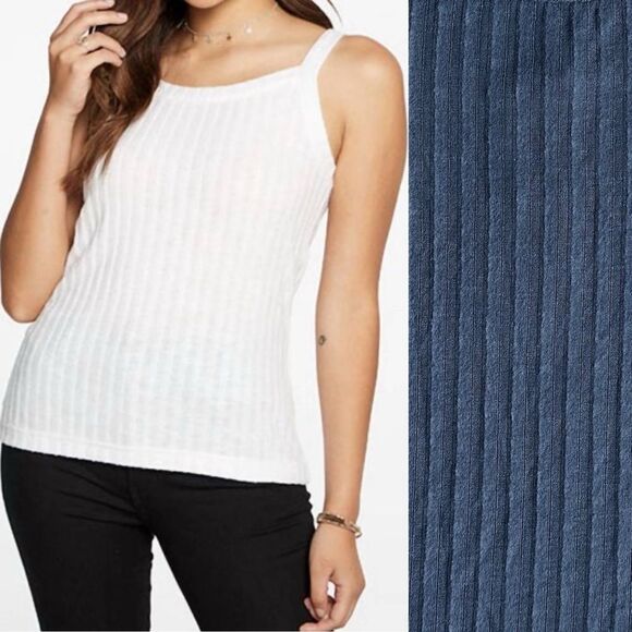 NWT Chaser Wide Rib High Neck Racerback Soft Stretchy Poor Boy Tank Top Blue S - Picture 1 of 8